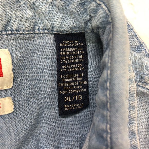 Wrangler Men Flex For Comfort Button Blue Denim Shirt Size Extra Large B219 -21 - Picture 7 of 14